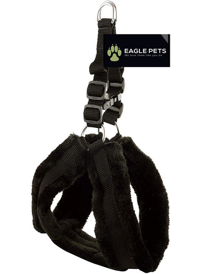 Eagle Pets Nylon Fur Dog Harness , Dog Collar & Leash . Adjustable (Medium, Black) - Image 2