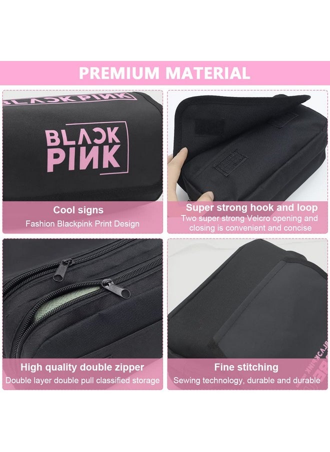 maycreate - ® Blackpink Cosmetic Bag Organizer Makeup Pouch Pencil Box Pencil Case For Blackpink Lover Fans, Double Zippers Stationary Bag For School Girls Adults - Image 1