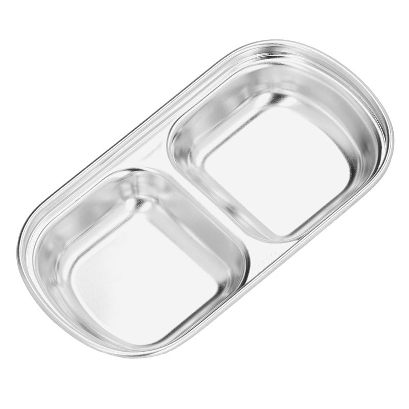 Two Division Stainless Steel Hot Pot Sauce Dish With Grid Snack Bowls - Image 4