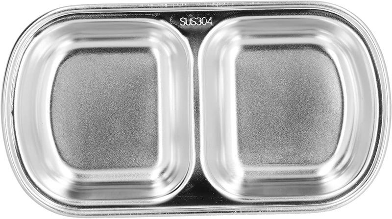 Two Division Stainless Steel Hot Pot Sauce Dish With Grid Snack Bowls - Image 1