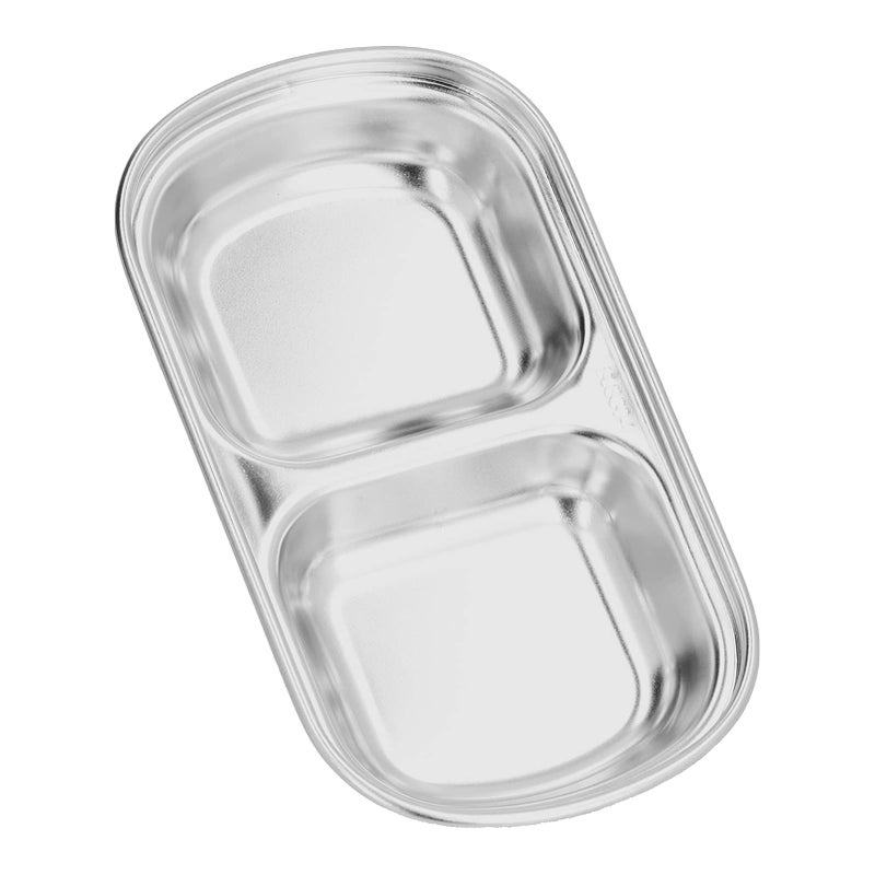 Two Division Stainless Steel Hot Pot Sauce Dish With Grid Snack Bowls - Image 3
