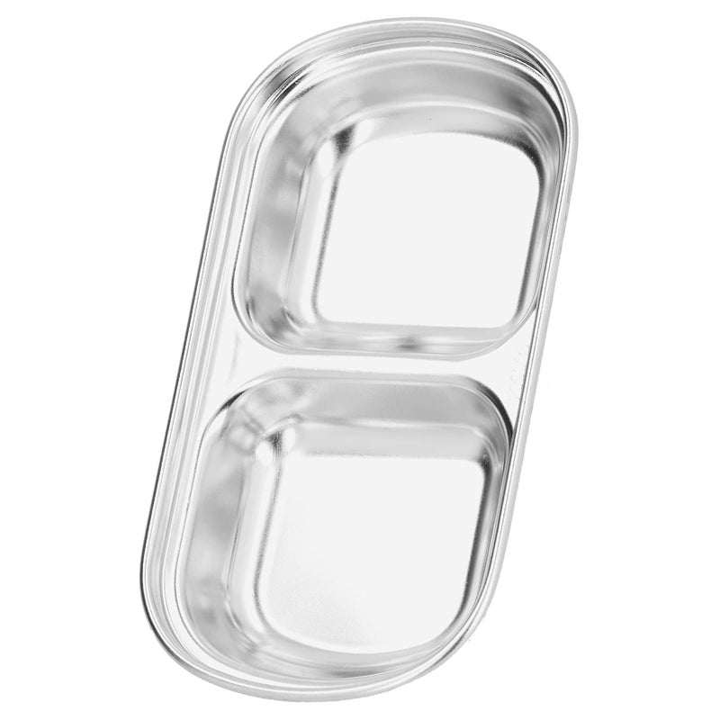 Two Division Stainless Steel Hot Pot Sauce Dish With Grid Snack Bowls - Image 5
