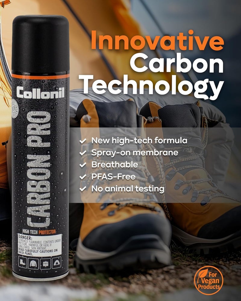Collonil Carbon Pro L – Universal Shoe Protector Spray 10.1 fl oz – Waterproof & Stain-Resistant – PFAS-Free Suede Protector for Shoes, Boots, Backpacks, Jackets & Tents – Made in Germany - Image 4