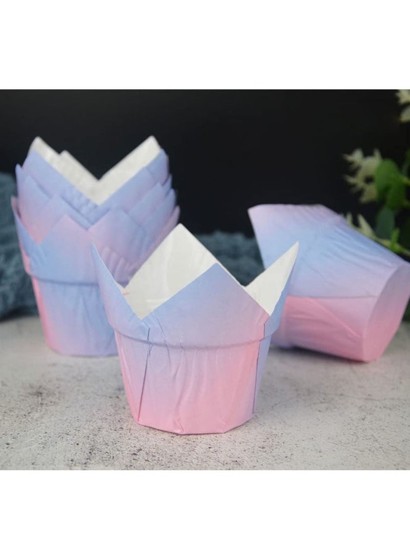 SYOSI 100 Count Tulip Baking Cups Cupcake Muffin Liners Special Occasion Liners Natural Paper Cups Decorative Pastry Wrappers Bulk Liner Set for Weddings Birthdays Baby Showers - Image 5