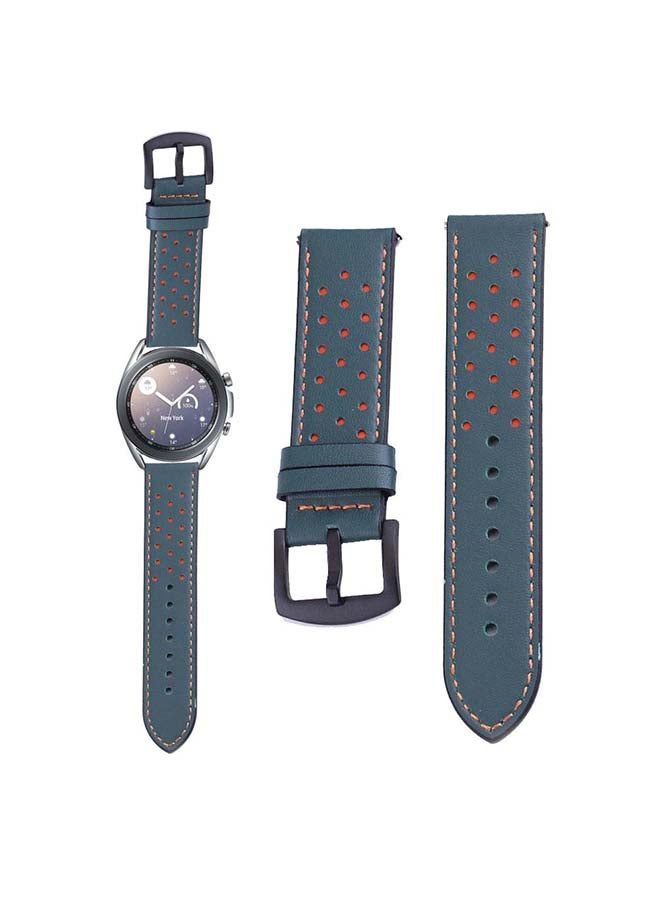 vesus Dot Genuine Leather Replacement Band for Samsung Galaxy Watch3 41mm Green