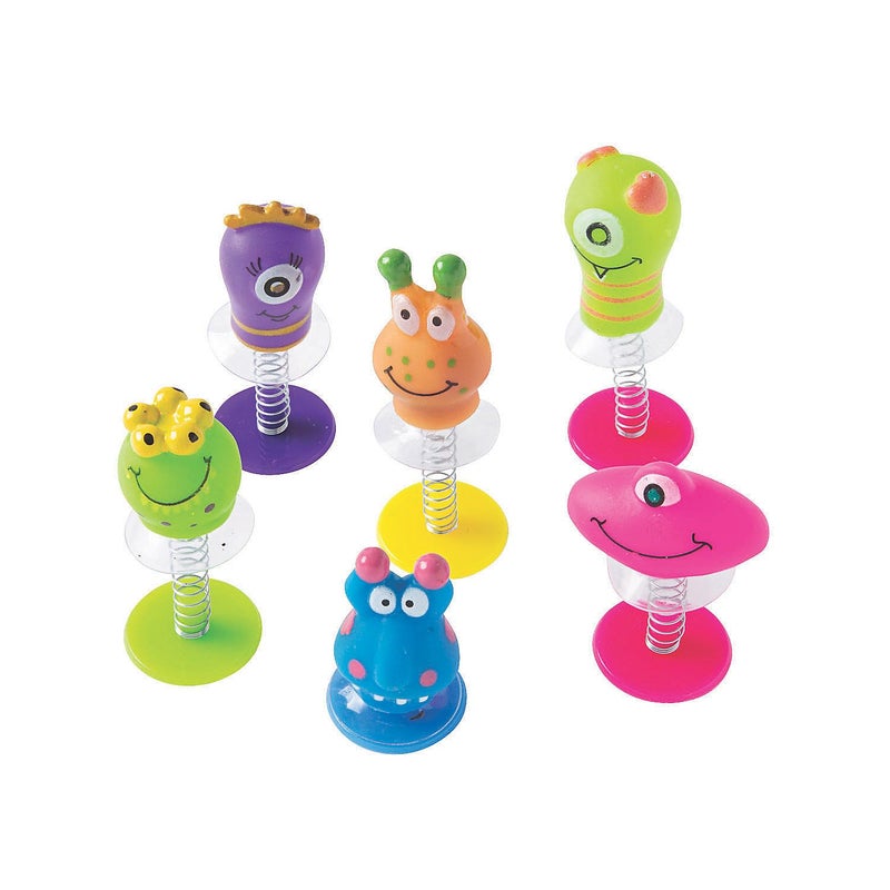 Fun Express Monster Poppers Toys - Set of 12 Pop Up Critters - Monster Birthday Party Favors and Nick nacks for Kids - Image 1