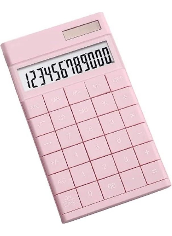Valkyrie 12 Digit Solar Powered Desktop Calculator Slim Design Pink  - Image 1