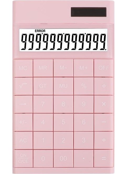 Valkyrie 12 Digit Solar Powered Desktop Calculator Slim Design Pink  - Image 2