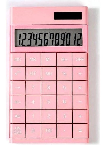 Valkyrie 12 Digit Solar Powered Desktop Calculator Slim Design Pink  - Image 3