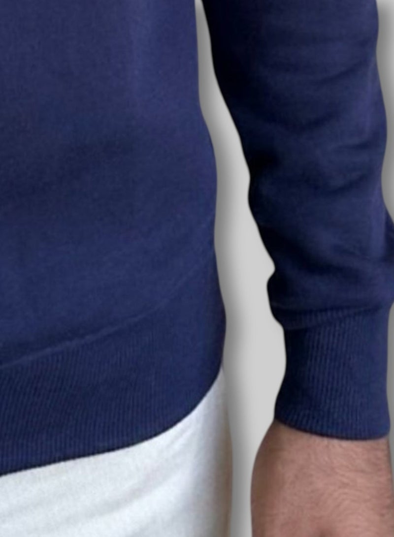 Horse Polo Sweatshirt Round Neck, Navy blue - Image 2