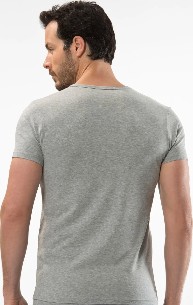 cacharel Men's Deep V Neck Lycra T-shirt Gray