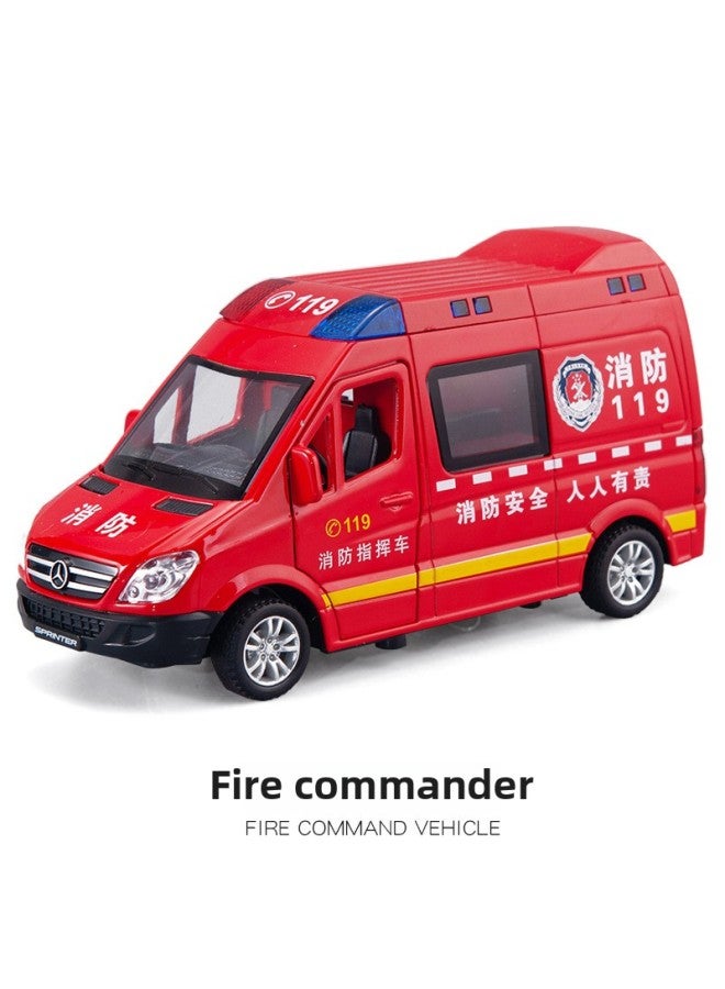 Jiaye 1:32 Simulation Special Police Car Ambulance Fire Alloy Car Model Sound And Light Children's Toy Car Manufacturers Wholesale-Color:Fire Command Vehicle  - Image 1
