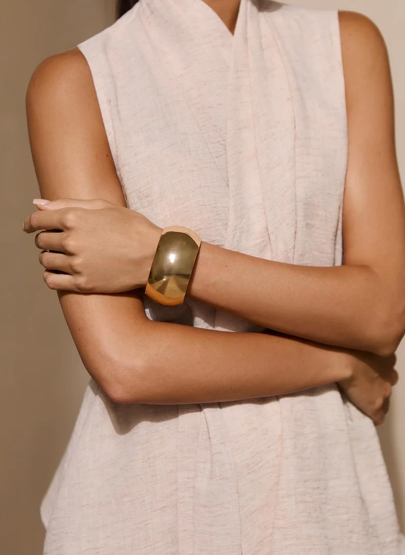 ليتشي سوار دائري عريض من المعدن الناعم