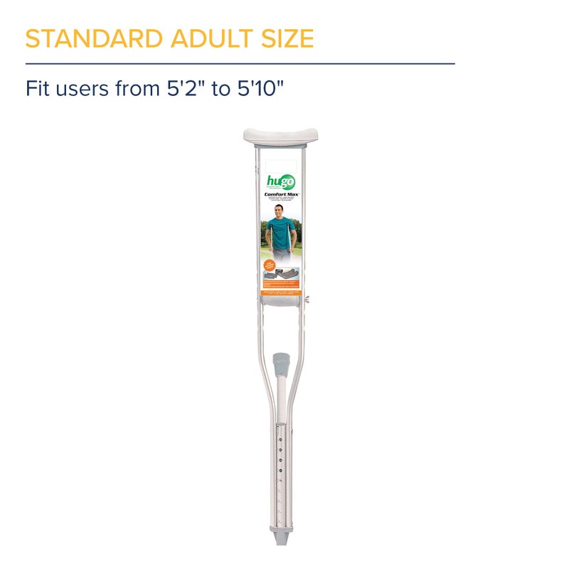 Hugo Mobility Adjustable Adult Crutches For Walking, Walking Crutches, Comfortable Lightweight Crutches with Underarm Pad and Hand Grip, For Users 52 to 60 Inches - Image 3