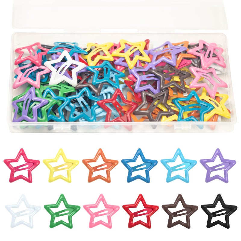 FZWONVUC 64 Pcs Cute Metal Star Snap Hair Clips for Women Girls,Small Barrettes for Thin/Fine/Short Hair,Strong Hold Hair Accessories (Multiple colors) - Image 1
