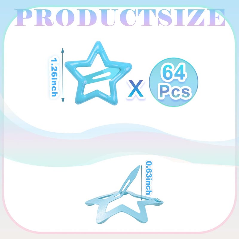 FZWONVUC 64 Pcs Cute Metal Star Snap Hair Clips for Women Girls,Small Barrettes for Thin/Fine/Short Hair,Strong Hold Hair Accessories (Multiple colors) - Image 2