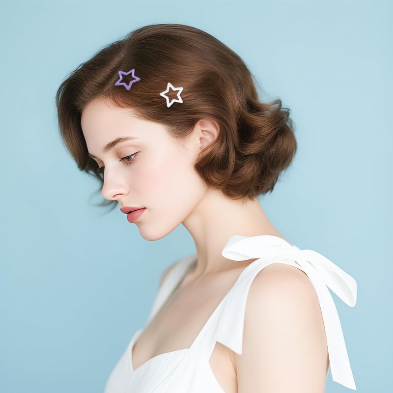 FZWONVUC 64 Pcs Cute Metal Star Snap Hair Clips for Women Girls,Small Barrettes for Thin/Fine/Short Hair,Strong Hold Hair Accessories (Multiple colors) - Image 4