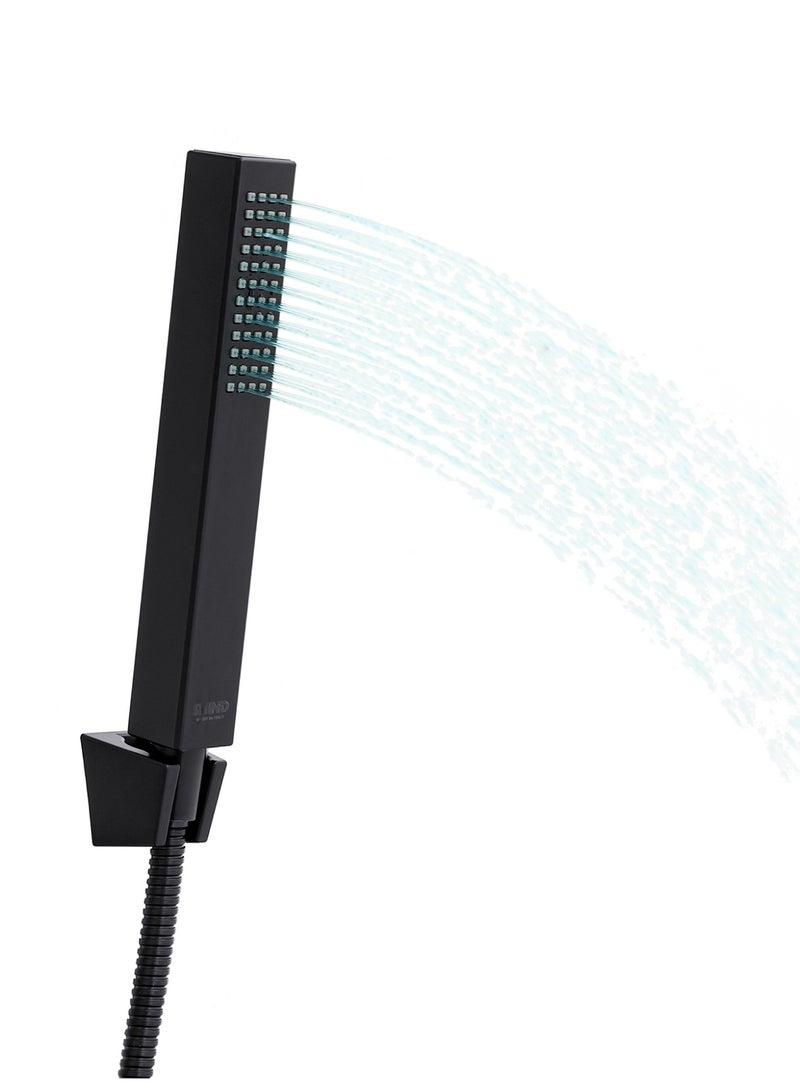 SHIND Slim Handheld Shower Head – High-Pressure Stream, Modern Square Design, Anti-Clog Nozzles, Matte Black Finish - Image 1