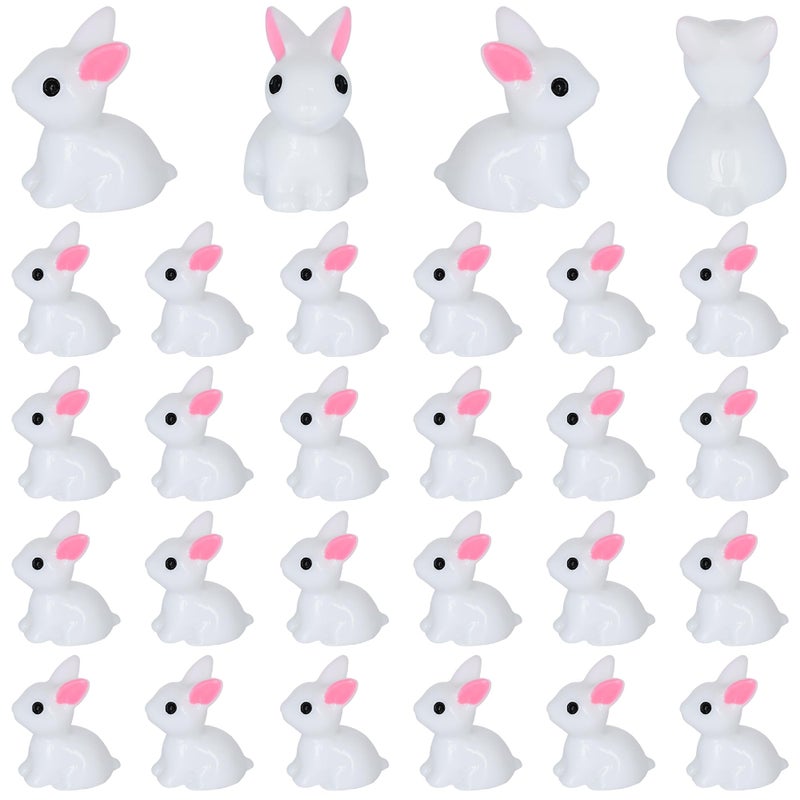 Yuronam 50 PCS Mini Bunny Easter Tiny Plastic Rabbits Miniature Resin Bunny Figurines for Fairy Garden Miniature Moss Landscape Decoration - Image 1