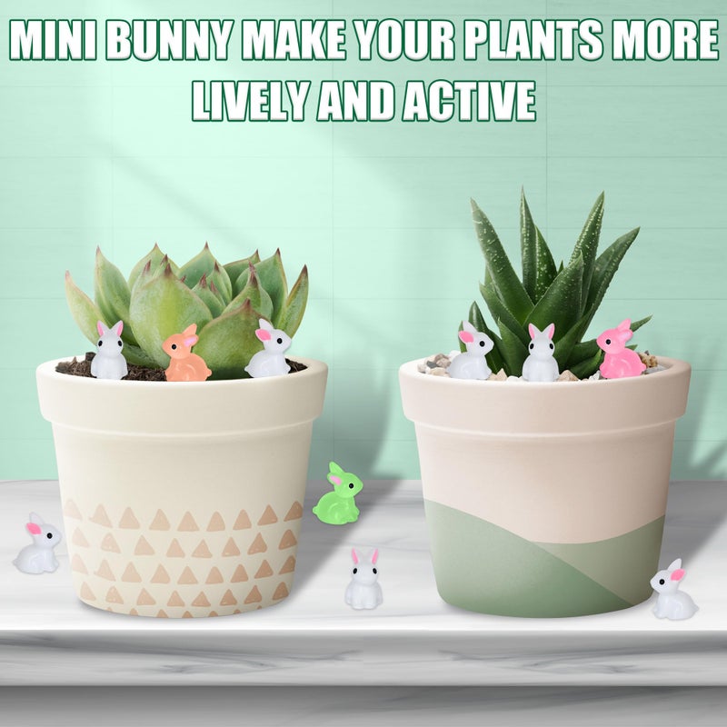 Yuronam 50 PCS Mini Bunny Easter Tiny Plastic Rabbits Miniature Resin Bunny Figurines for Fairy Garden Miniature Moss Landscape Decoration - Image 4