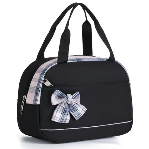 KIDNUO Lunch Bag for Women Men Cute Tote Bags Reusable Insulated Beach Box Case Large Capacity Cooler Purse for Work Picnic Travel Office Camping Handbag School Bookbag for GirlsTeenCollegeStudent Black - Image 1