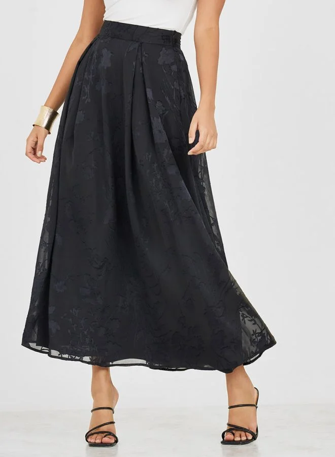 Styli Jacquard A-Line Maxi Skirt