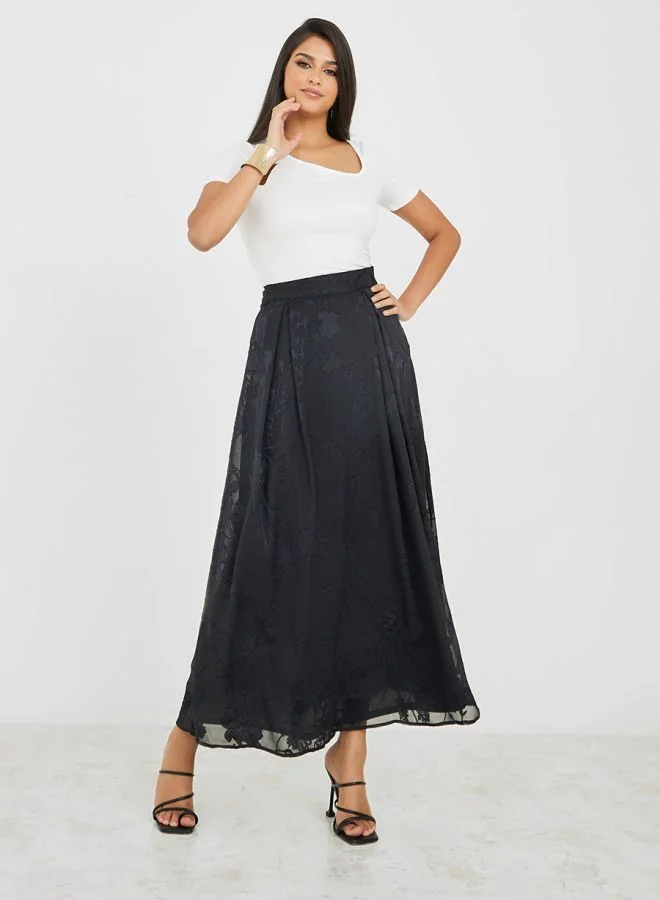 Styli Jacquard A-Line Maxi Skirt