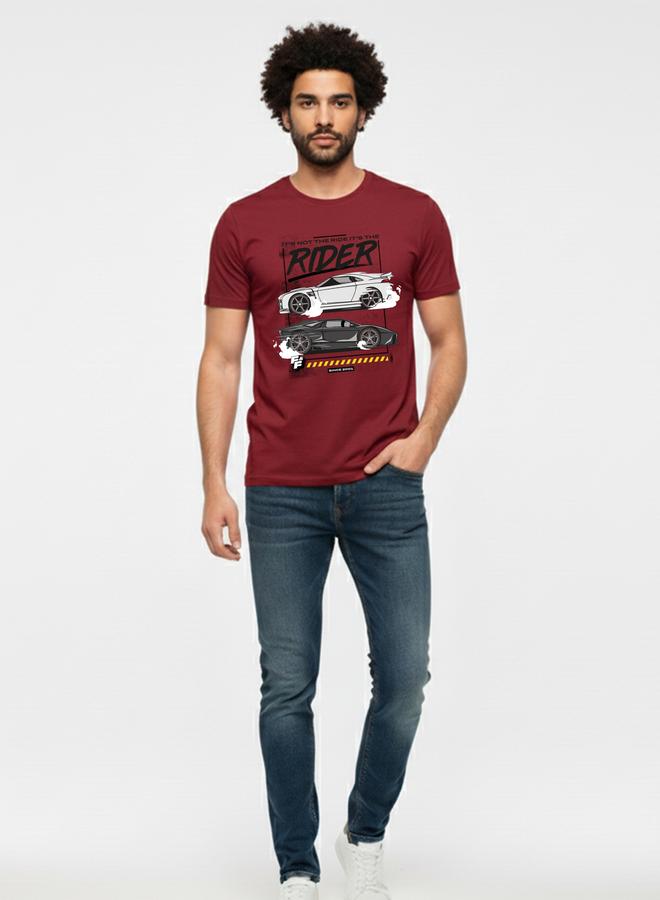 Take Two Fast & Furious Men Burgundy Graphic Print T-Shirt - Image 1