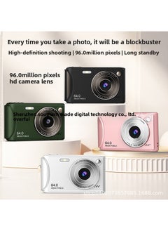 HD Digital Camera Ccd Student Party Retro Home Old-fashioned Camera Campus Card Machine Video Camera-Color:Q18 Pink-hd Large Screen Camera + 64g Memory Card + Card Reader + Tpc Adapter