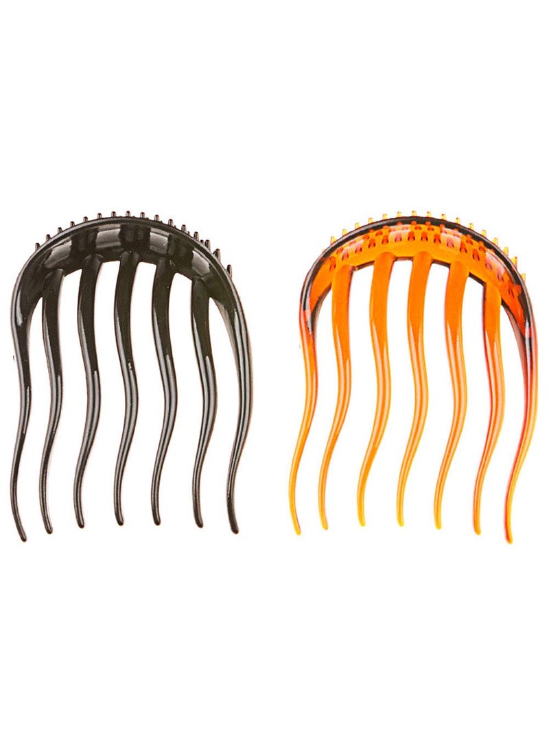 Teensery - 6 Pcs Bump It Up Hair Insert Comb Ponytail Puffy Hair Combs Hair Styling Accessories for Women and Girls 3Black 3Coffee - Image 1