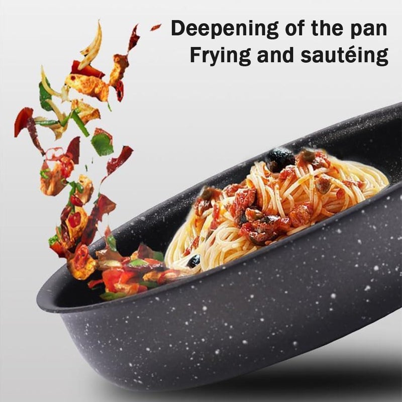 Flat-bottomed Wok, Thickened Non-stick Household Kitchen Pan, Ideal For Frying Eggs. Dishwasher Safe, Suitable For Gas Stoves And Ceramic Cooktops(30CM) - Image 3