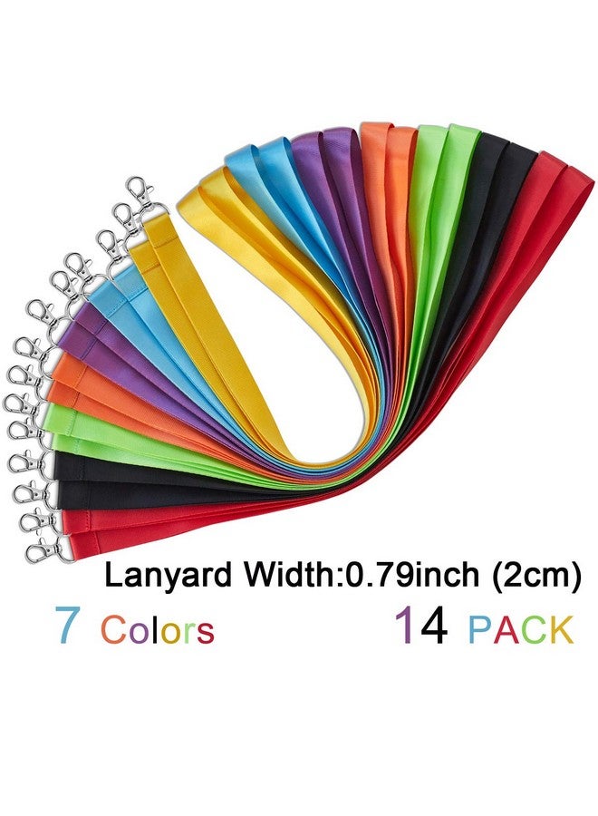 YOUOWO Cruise Lanyard 14 Pack Lanyards For Cruise With Id Card Badge Holder 7 Color Solid Color Durable Office Neck Id Colored Lanyard Keychain Holder Black Blue Lanyard Wide 0.79Inc (2Cm) - Image 2
