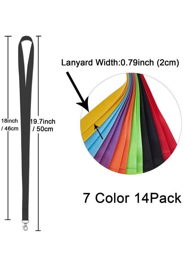 YOUOWO Cruise Lanyard 14 Pack Lanyards For Cruise With Id Card Badge Holder 7 Color Solid Color Durable Office Neck Id Colored Lanyard Keychain Holder Black Blue Lanyard Wide 0.79Inc (2Cm) - Image 3