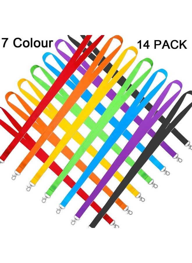 YOUOWO Cruise Lanyard 14 Pack Lanyards For Cruise With Id Card Badge Holder 7 Color Solid Color Durable Office Neck Id Colored Lanyard Keychain Holder Black Blue Lanyard Wide 0.79Inc (2Cm) - Image 5