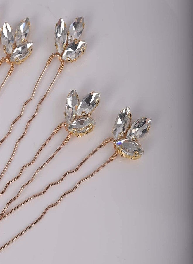 YERTTER Wedding Hair Pins Set of 5 Hair Pins Rhinestones Bridal Clip Accessories for Bride and Bridesmaids (Gold ） - Image 3