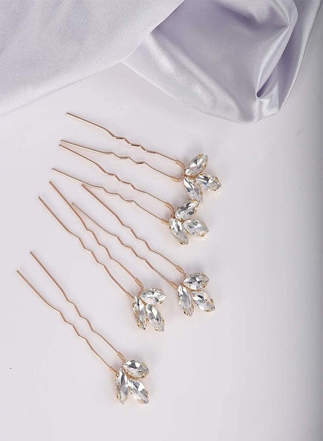 YERTTER Wedding Hair Pins Set of 5 Hair Pins Rhinestones Bridal Clip Accessories for Bride and Bridesmaids (Gold ） - Image 2