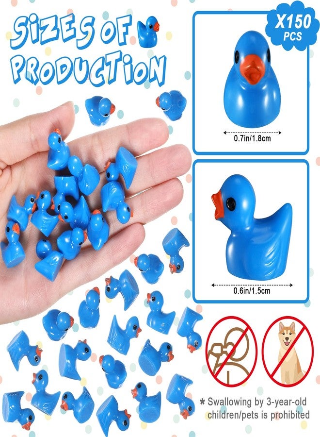 MiniInflat 150 Pcs Mini Resin Ducks Miniature Ducks Tiny Duckies Figures for Home Prank Game Micro Landscape Aquarium Dollhouse Ornament Mini Duckies DIY Terrarium and Handmade School(Dark Blue) - Image 2