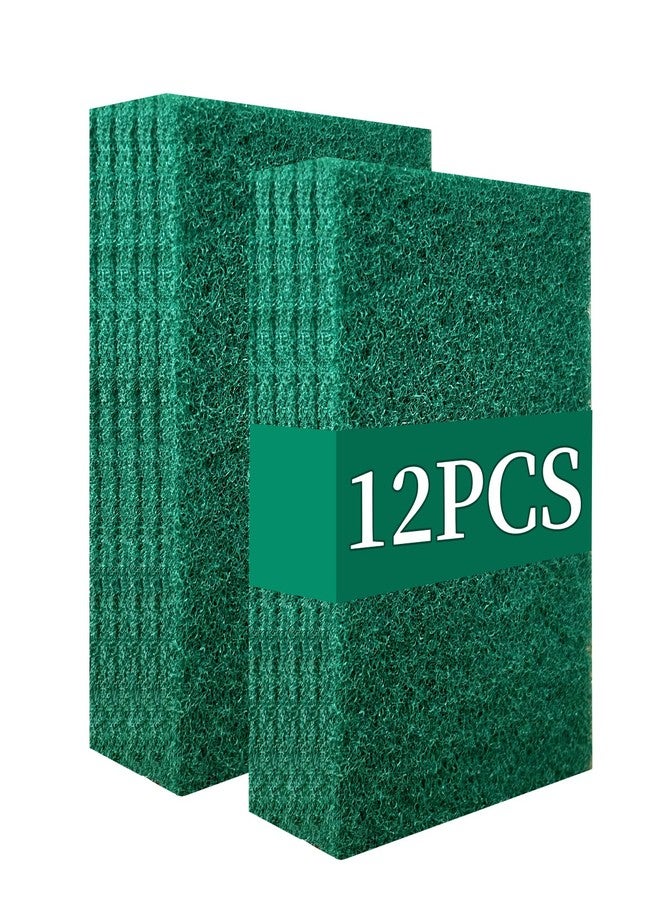 GUEICN Heavy Duty Scour Pads Sponge Dish Scrubber Non-Scratch Green Reusable Household Scrub Pads for Kitchen and Dish Cleaning Tool (12Pcs) - Image 1