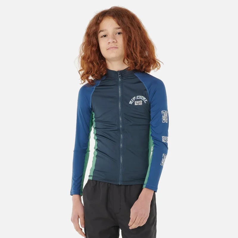 Rip Curl Tropic Daze UPF Long Sleeve Zip Through Rash Vest - Kids