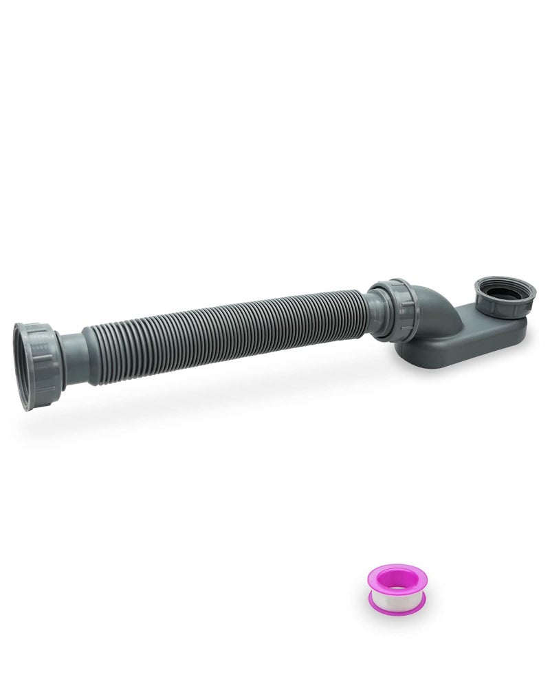 Nahntaipy Low Profile 1 1/2 P Trap Bathtub Shower Drain Pipe, Flat P Trap Freestanding Tub Drain for Bath - Image 1