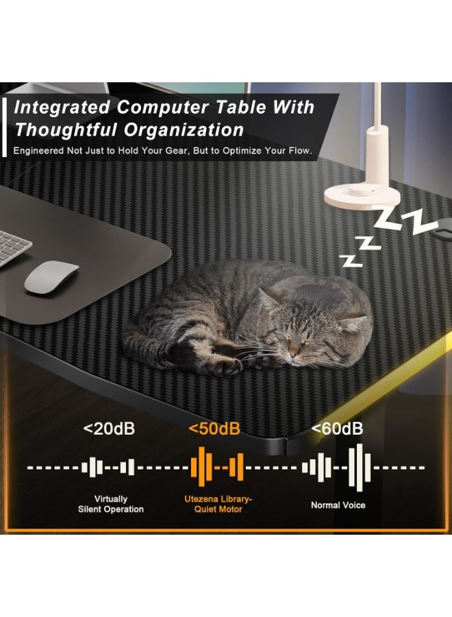 اليسا طاولة ألعاب وعمل قابلة لضبط الارتفاع 140×70 سم إطار رفع مزدوج الساقين ارتفاع قابل للتعديل 70-115 سم حامل أكواب مدمج - Image 4