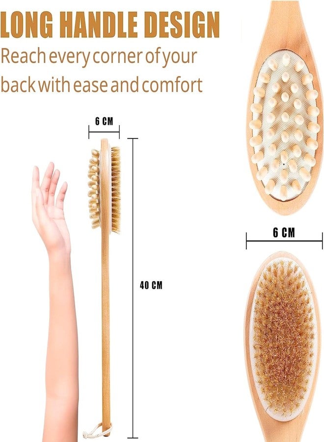 Ask Me 2-in-1 Long Handle Body Brush | For Skin Exfoliation and Massage | Reduces Cellulite | Stimulates Blood Circulation & Reduces Dead Skin Cells | Natural, Soft Bristles | (1 unit) - Image 4