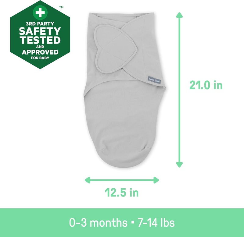 SwaddleMe بطانية لف الطفل من مجموعة إنجينيتي مونوغرام، 100% قطن، تحسن النوم وتساعد على تهدئة ردود الفعل المفاجئة، 0-3 أشهر، تصميم جيب لسهولة التغيير، 1.0 TOG، عبوة من 3 قطع - بورن فري - Image 5
