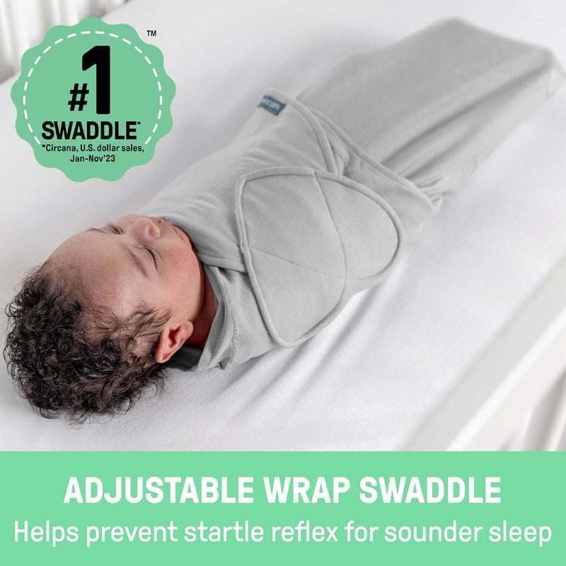 SwaddleMe بطانية لف الطفل من مجموعة إنجينيتي مونوغرام، 100% قطن، تحسن النوم وتساعد على تهدئة ردود الفعل المفاجئة، 0-3 أشهر، تصميم جيب لسهولة التغيير، 1.0 TOG، عبوة من 3 قطع - بورن فري - Image 2