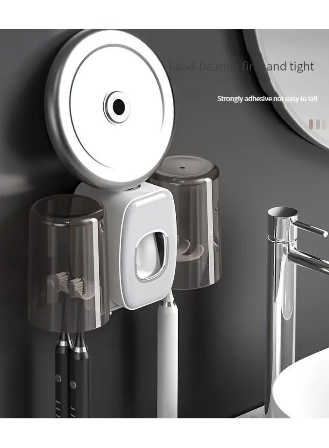 Rozino 1pc Automatic Toothpaste Dispenser & Brush Holder, Toothbrush Holders with Automatic Toothpaste Squeezer Device for Bathrooms, Toothbrush Organizer with Cup, Wall Mounted Shower Room Decor Set  - Image 3