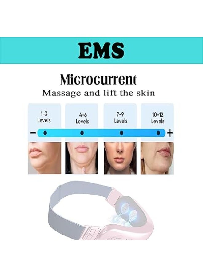 Electric V‑Face Massager for Facial Lifting & Shaping – EMS Anti‑Wrinkle, Skin Tightening & Jawline Contouring Device – Pink - Image 3