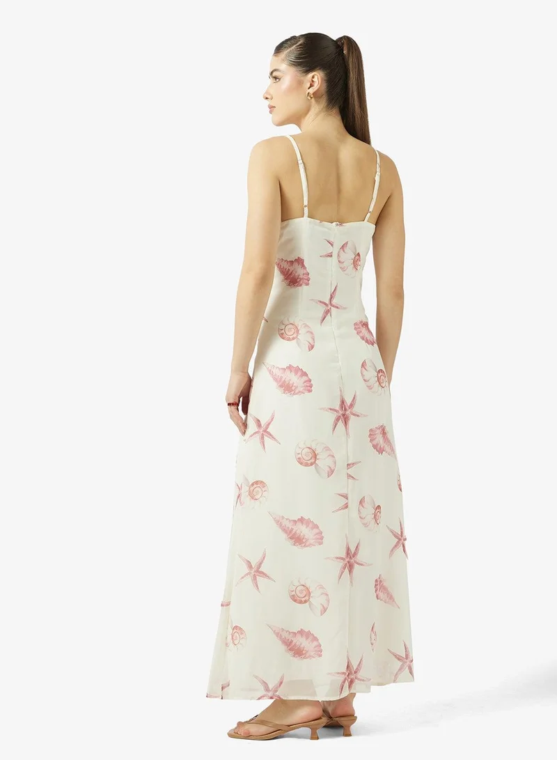 Ginger Strappy A Line Printed Resort Dress
