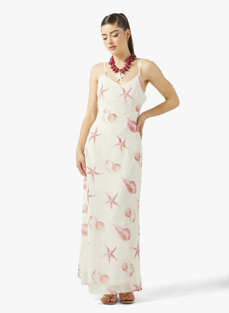 Ginger Strappy A Line Printed Resort Dress