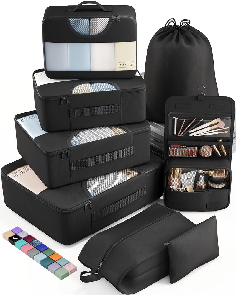 Veken 10 Set/8 Set Packing Cubes for Travel Essentials, Suitcase Organizer Bags in 4 Sizes, Carry-On Luggage Accessories with Laundry & Toiletry Bag, Airplane Must-Have, Road Trip & Camp Gifts for Men - Image 1