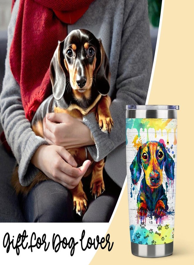 Subvise كوب سفر Subvise Dachshund - كوب معزول بتفريغ الهواء مع ماصة وغطاء - كوب سفر من الفولاذ المقاوم للصدأ سعة 20 أونصة لمحبي الكلاب (Dachshund) - Image 4